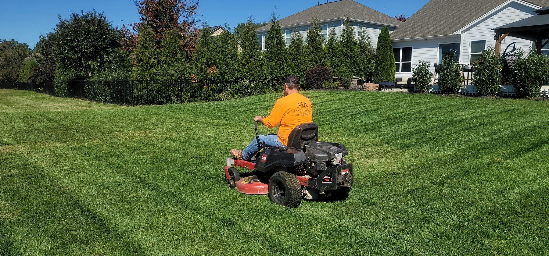 Freshly mowed residential lawn