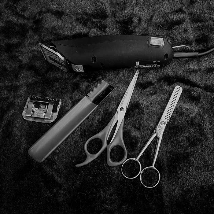 Barber tools on a counter