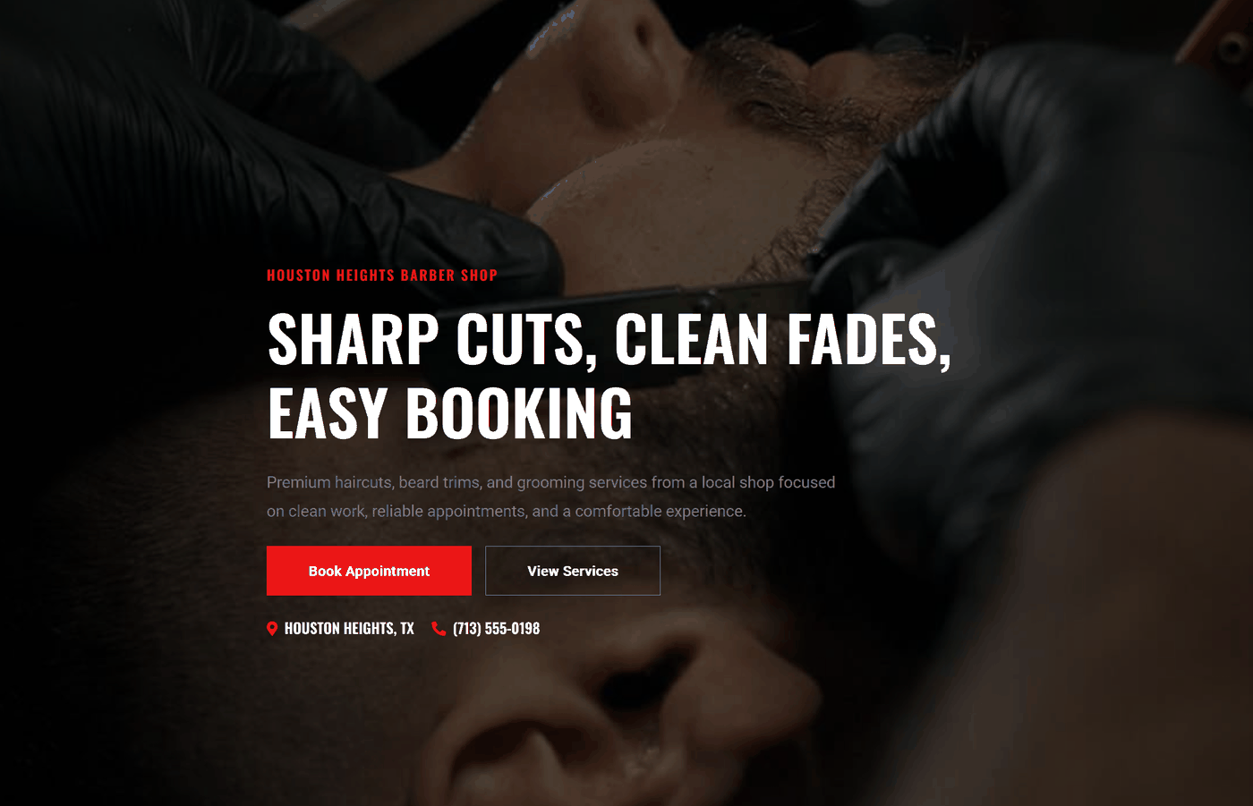 Redline Barber Co. website demo screenshot